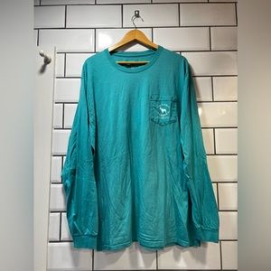 Mens Teal Over Under Dog Long Sleeve Shirt